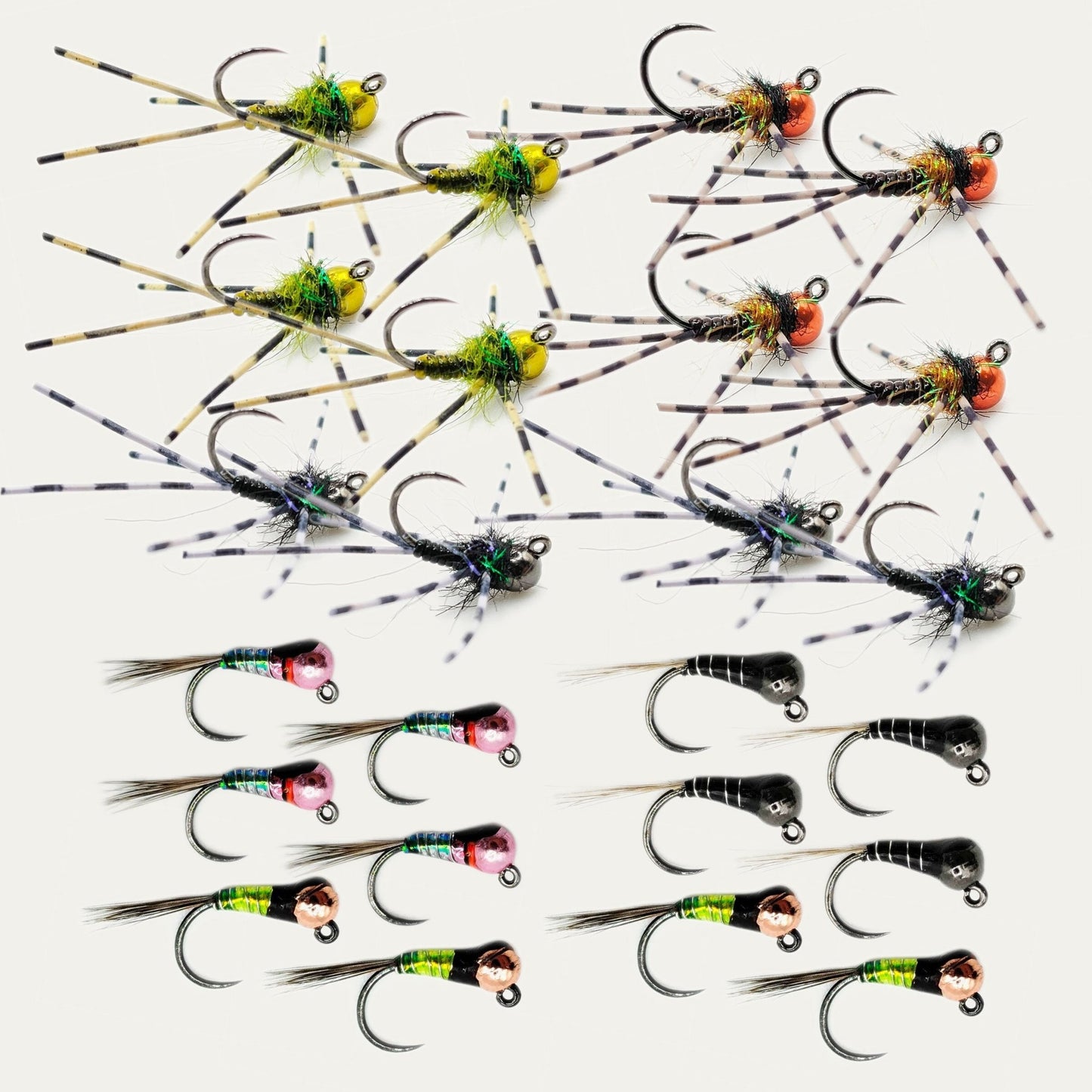 Tungsten Deep Jig Tactical Nymph Fly Assortment - VMC Barbless Jig Hooks - Riverstone Outfitters